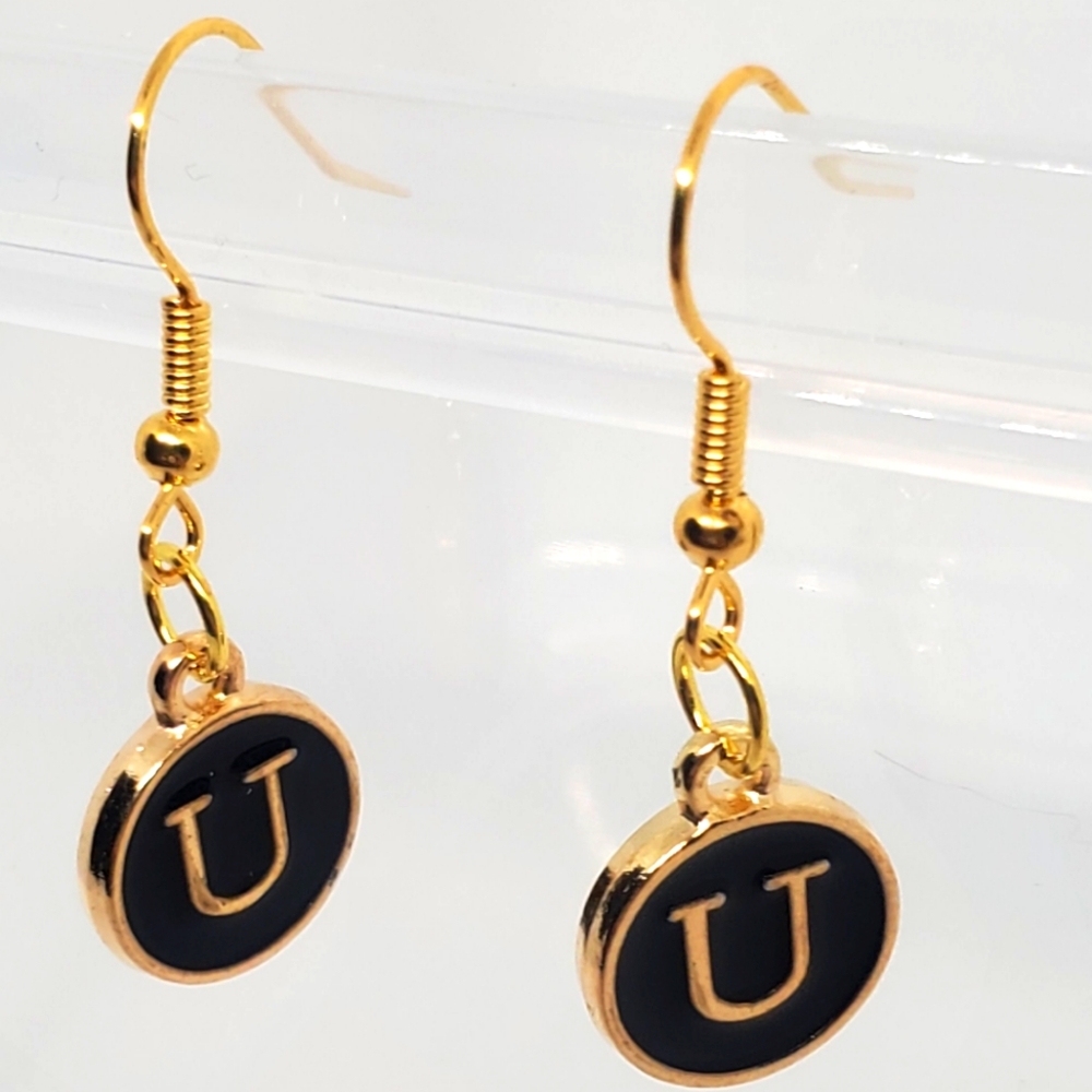 7/$10 U, Initial Earrings, NEW